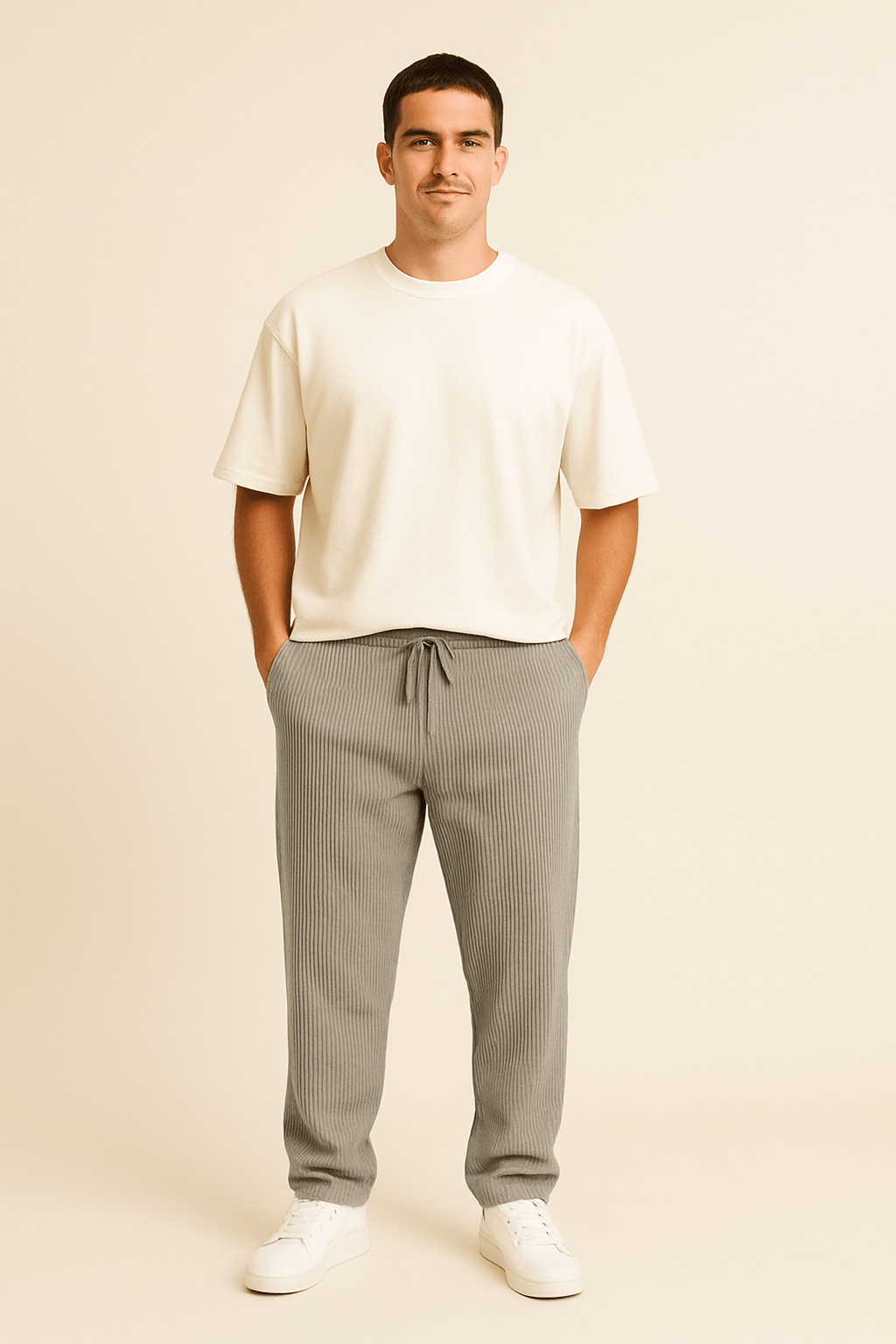 HERBERGER | Herren Hose in Rippstruktur mit lockerem Schnitt und flexiblem Bund