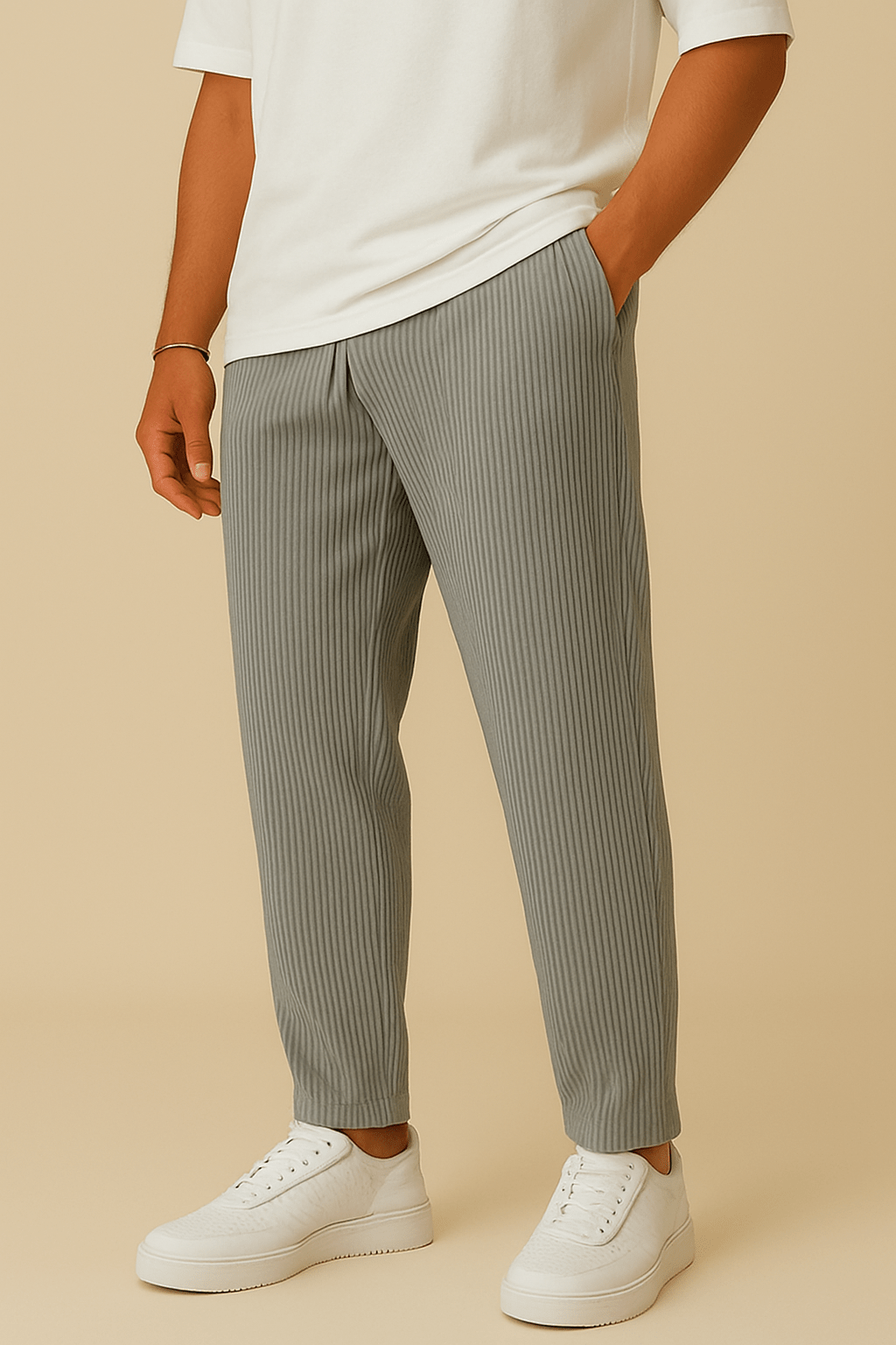 HERBERGER | Herren Hose in Rippstruktur mit lockerem Schnitt und flexiblem Bund