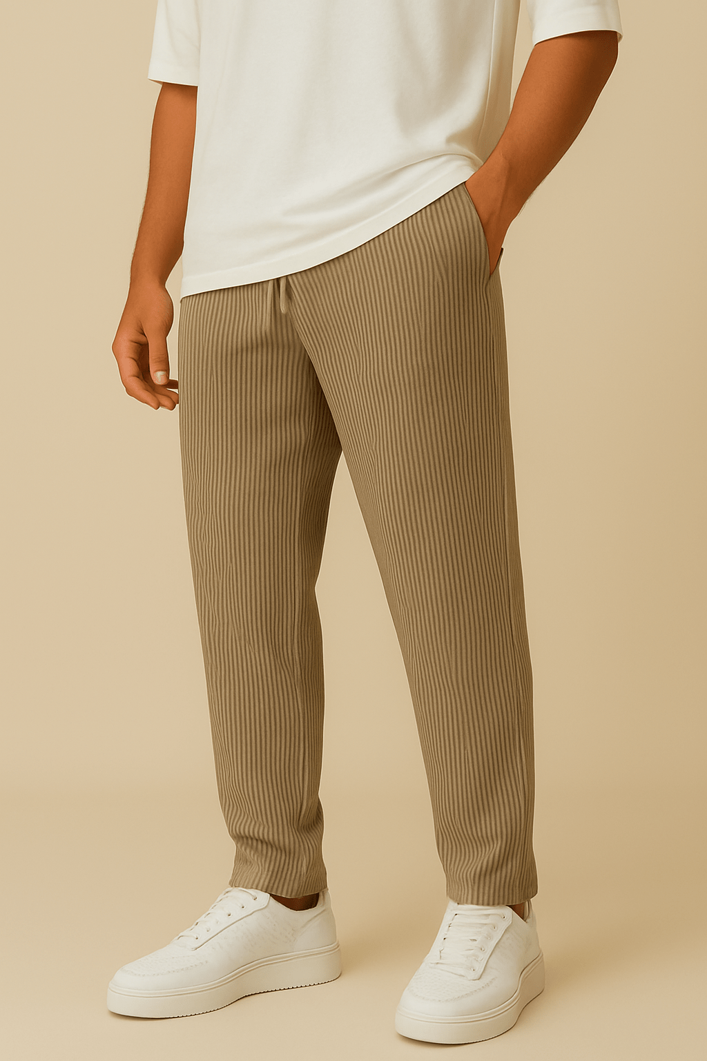 HERBERGER | Herren Hose in Rippstruktur mit lockerem Schnitt und flexiblem Bund