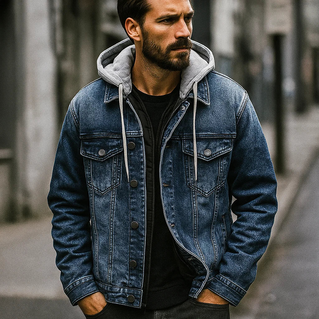 Isaac™  Gefütterte Jeansjacke mit Kapuze