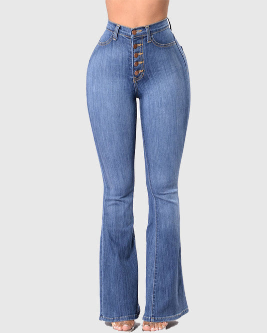 Schlag Jeans mit Hoher Taille