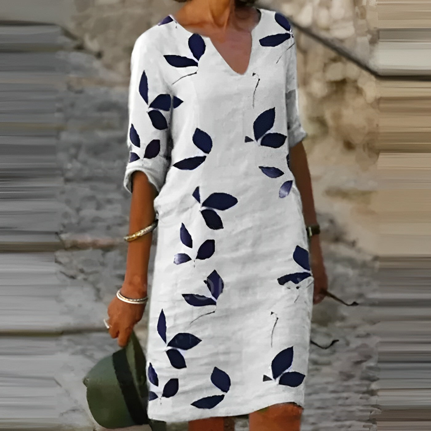 Esther | Damen Vintage Mini Kleid Mit V-Ausschnitt