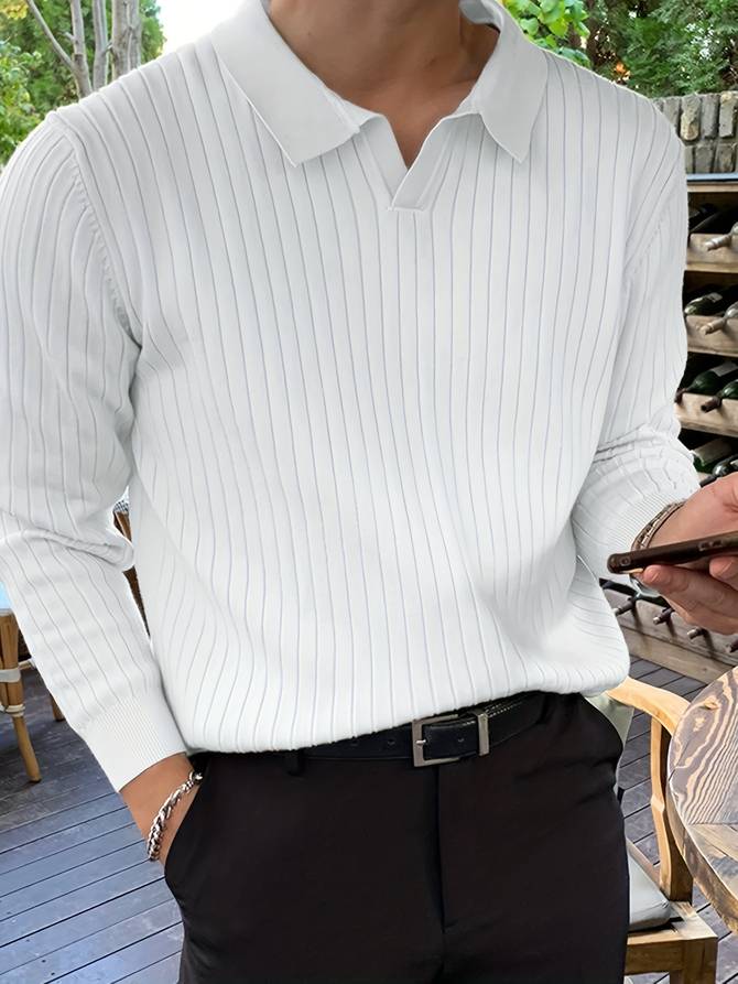 Feinblick Herren Langarm Polo-Shirt