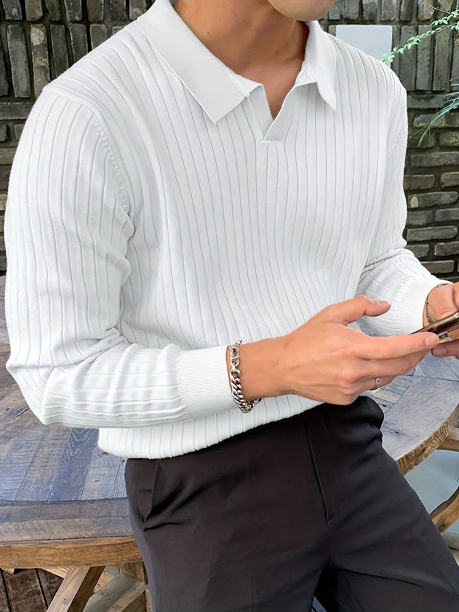 Feinblick Herren Langarm Polo-Shirt