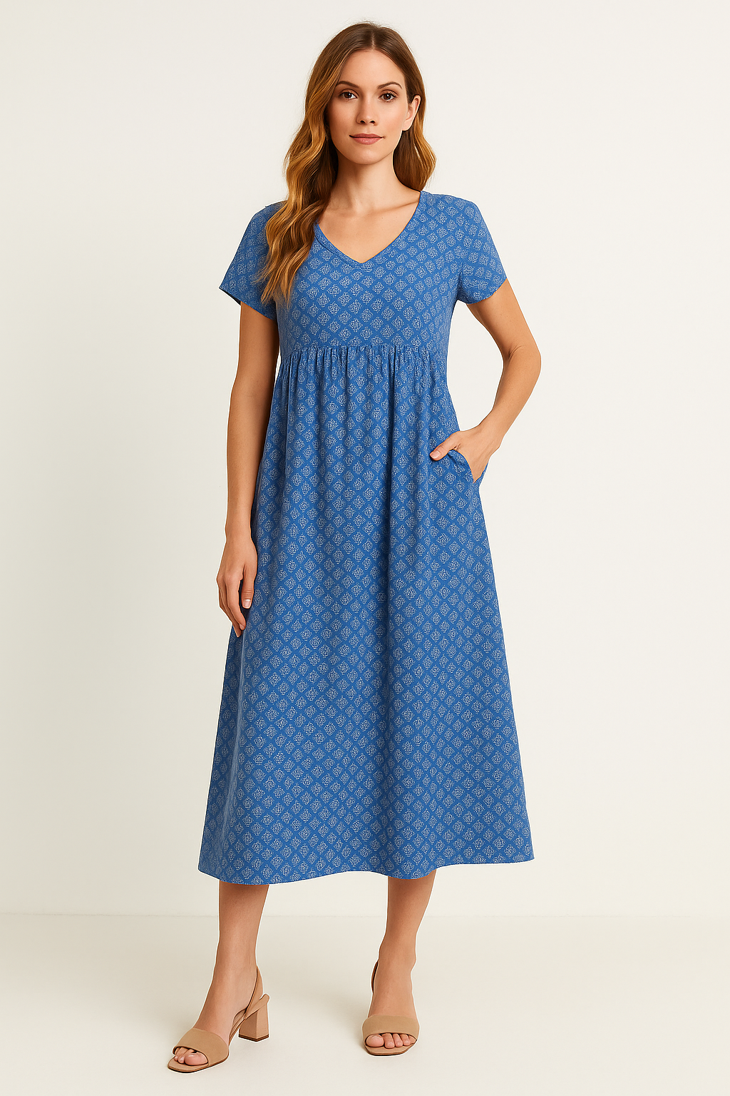 HERBERGER | Damen Maxikleid mit V-Ausschnitt und Empire-Taille luftig & leicht