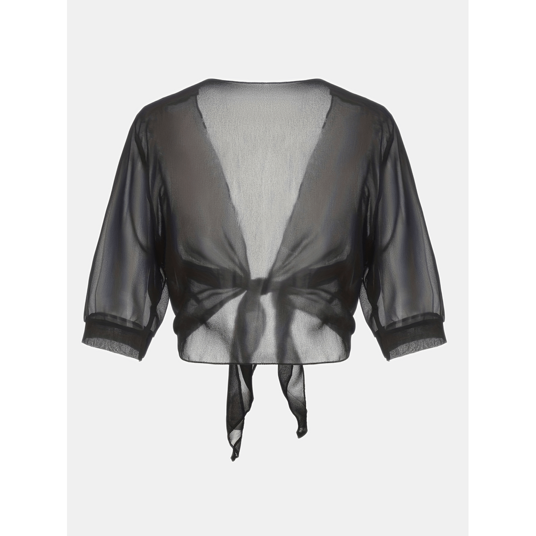 Claire | Damen Bluse mit V-Ausschnitt und Bindeknoten vorne