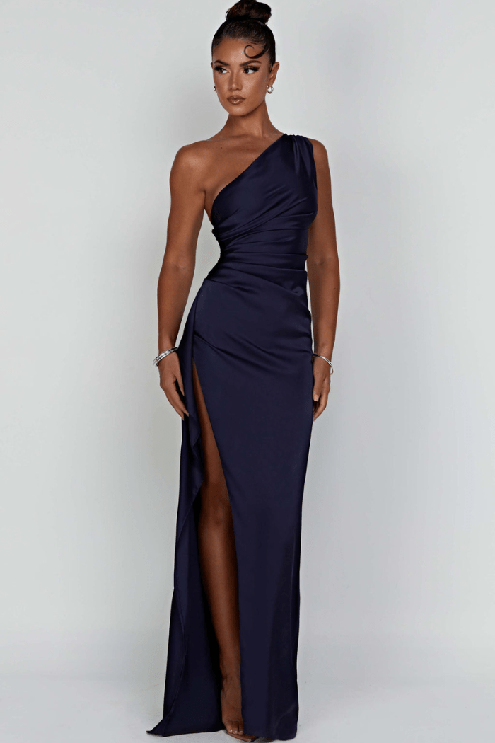 Serena | Damen Ein-Schulter Maxikleid Mit Seitenschlitz