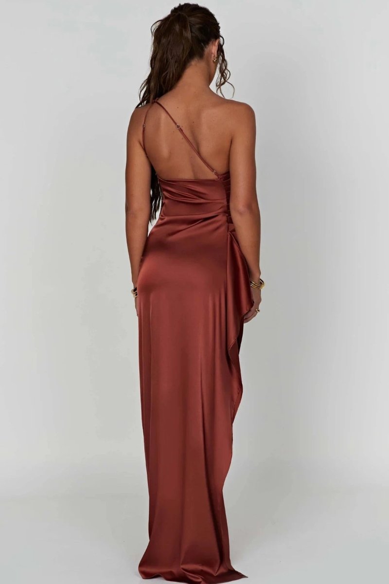 Serena | Damen Ein-Schulter Maxikleid Mit Seitenschlitz