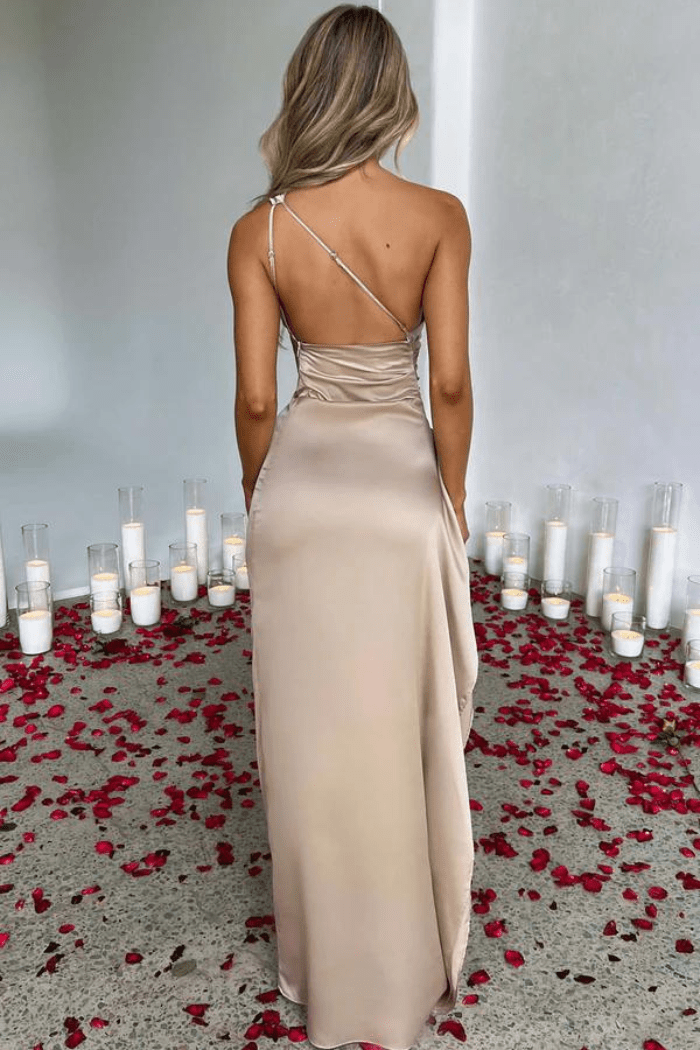 Serena | Damen Ein-Schulter Maxikleid Mit Seitenschlitz