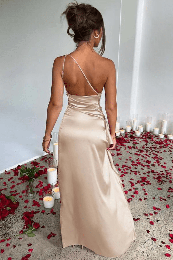 Serena | Damen Ein-Schulter Maxikleid Mit Seitenschlitz
