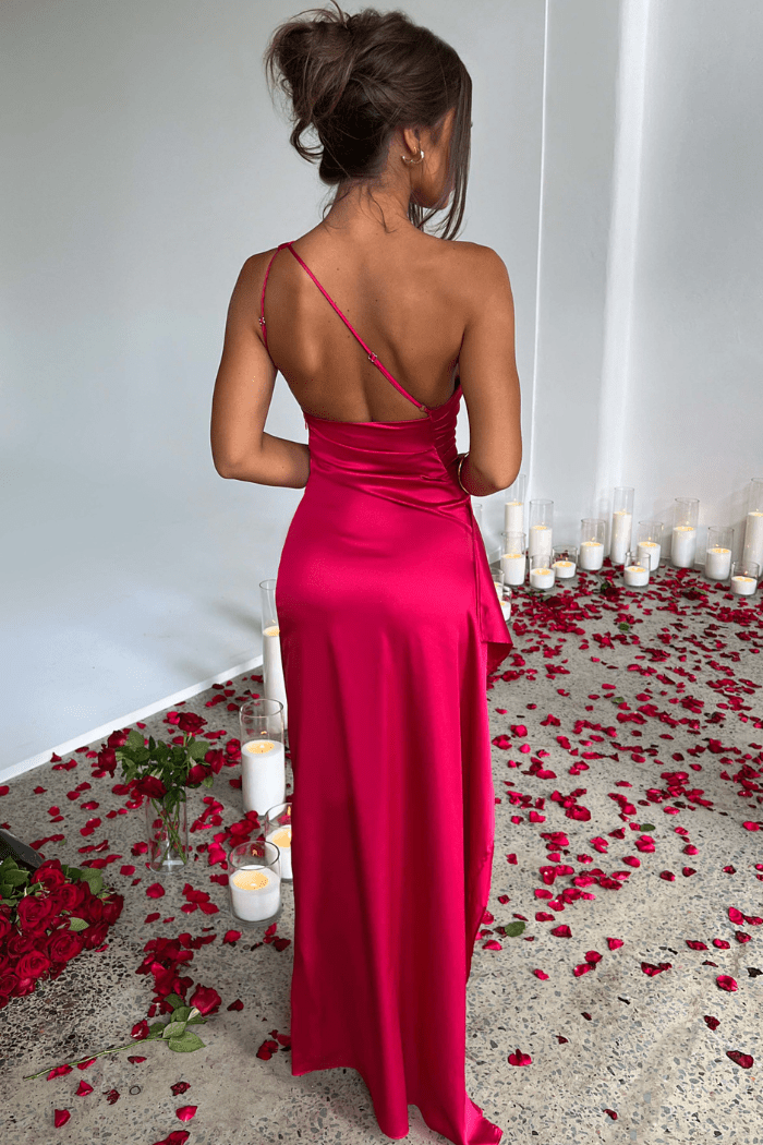 Serena | Damen Ein-Schulter Maxikleid Mit Seitenschlitz
