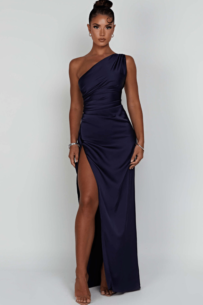 Serena | Damen Ein-Schulter Maxikleid Mit Seitenschlitz