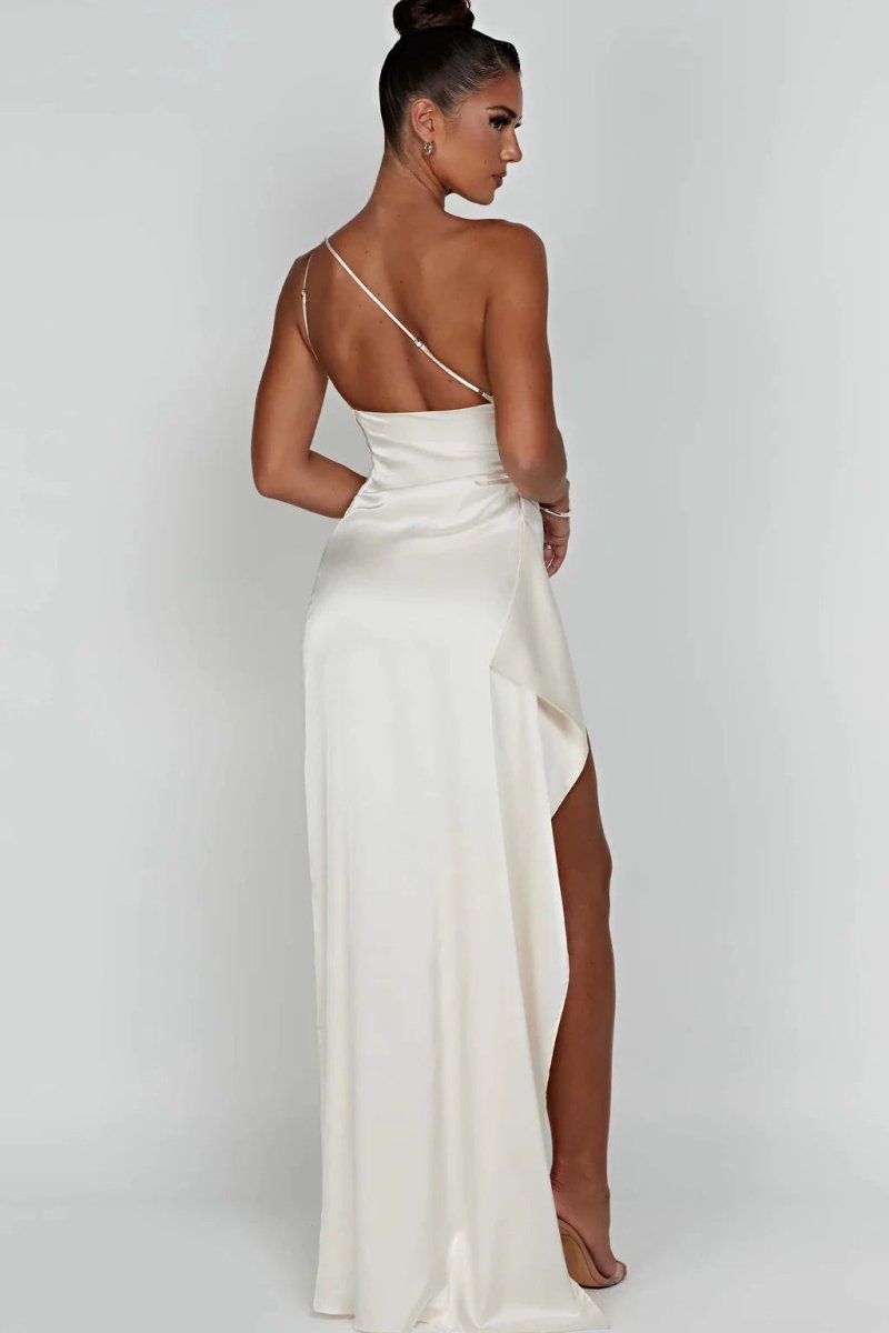 Serena | Damen Ein-Schulter Maxikleid Mit Seitenschlitz