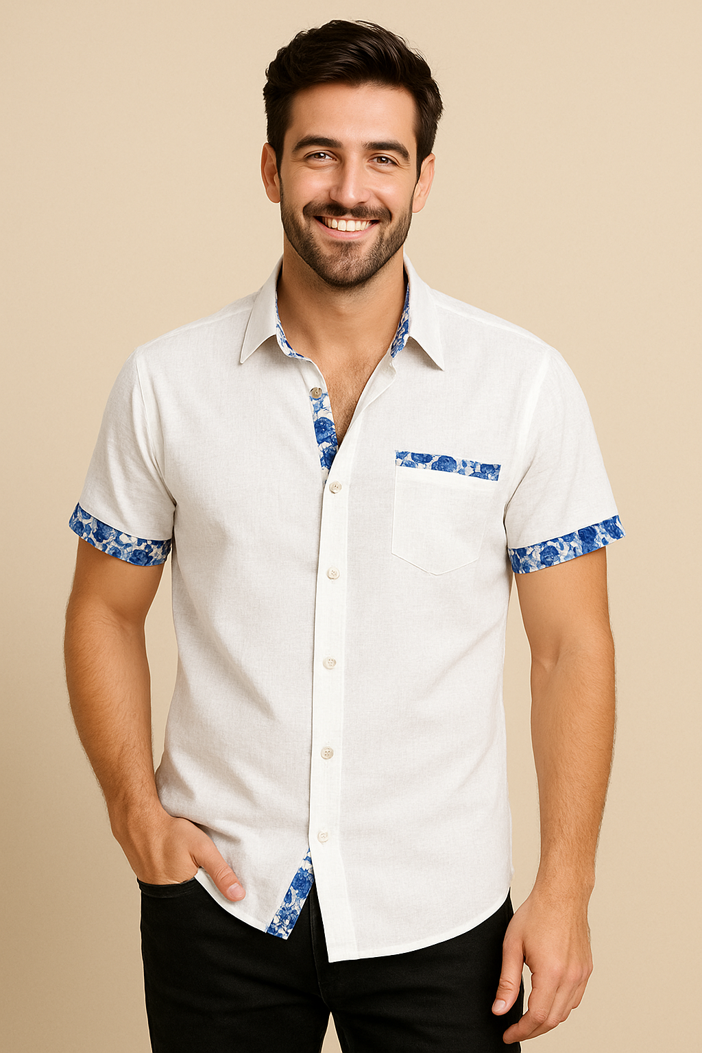 HERBERGER | Herren Kurzarmhemd in Leinenoptik für Sommer und Freizeit