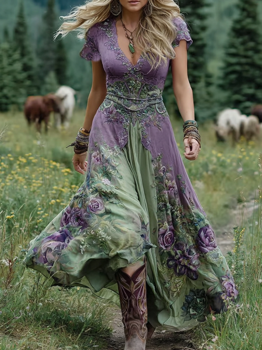 Marcina Elegantes Maxikleid Mit Floralen Farbtönen