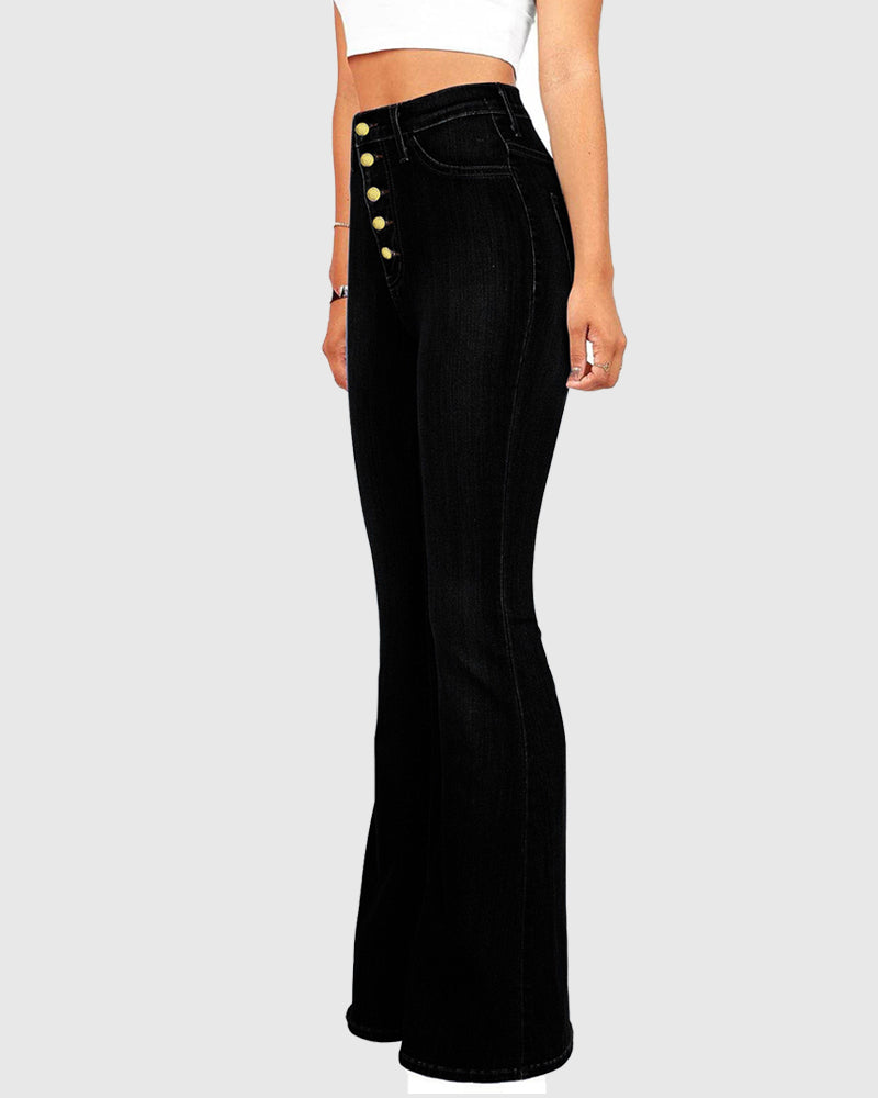 Schlag Jeans mit Hoher Taille