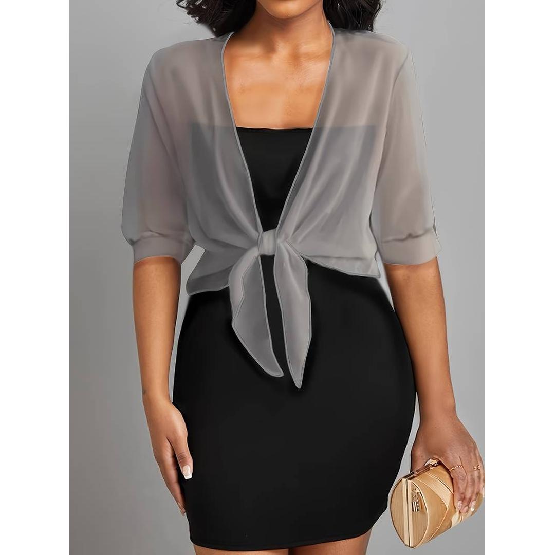 Claire | Damen Bluse mit V-Ausschnitt und Bindeknoten vorne