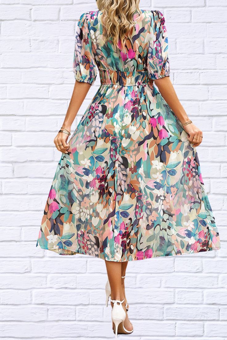 Floraglanz Kurzarmkleid