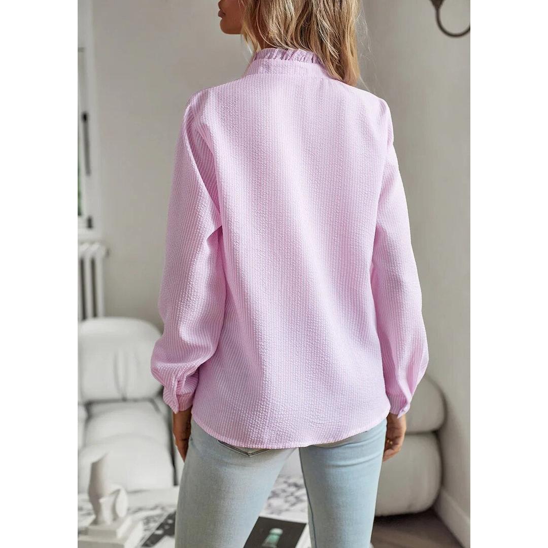Harper | Damen Bluse Mit Knopfleiste Und Rüschenbesatz