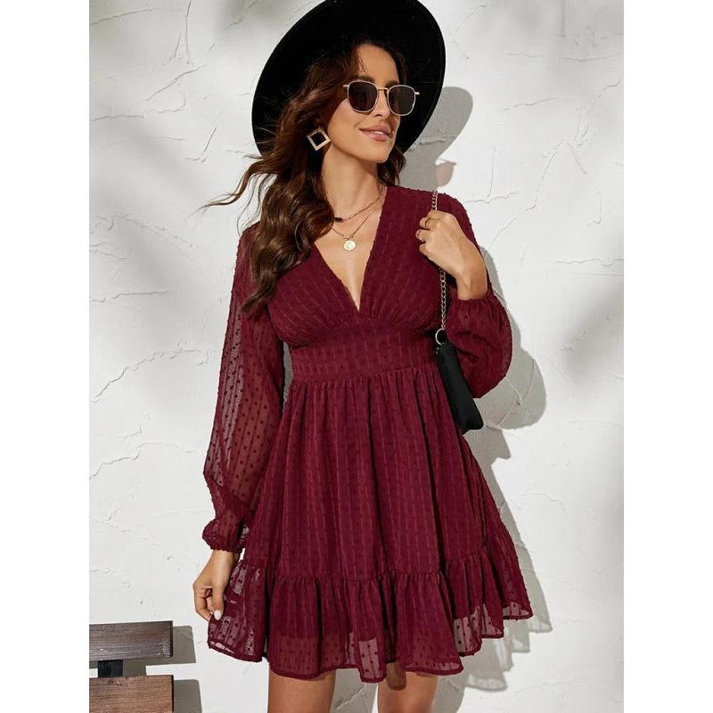 Tessa | Damen Mini Kleid Mit Polka Dots Und V-Ausschnitt