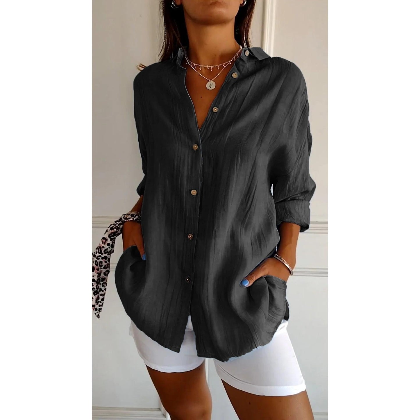 Margaret | Damen Langarm Hemdbluse Mit Kragen