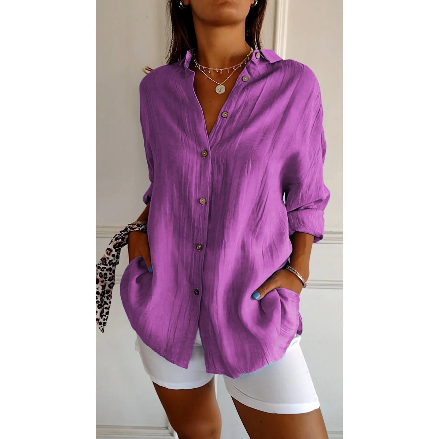Margaret | Damen Langarm Hemdbluse Mit Kragen