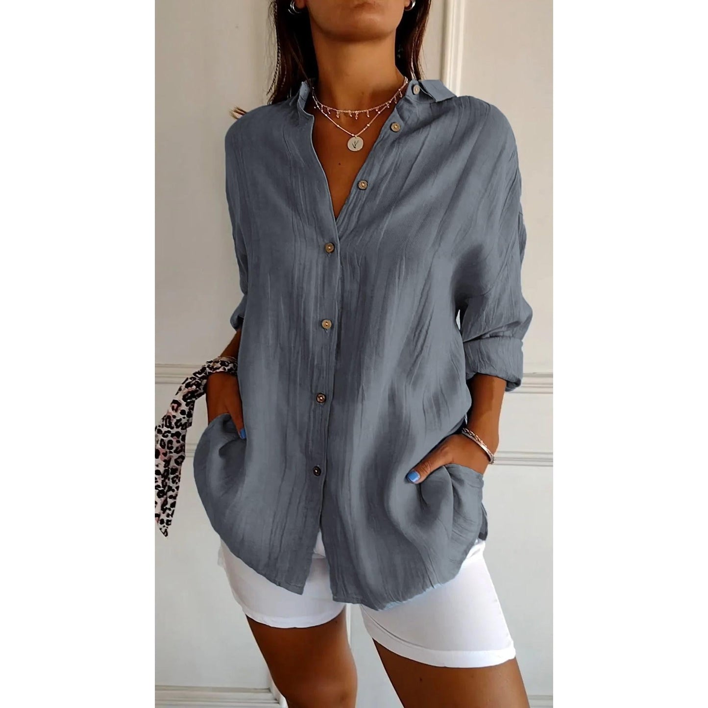 Margaret | Damen Langarm Hemdbluse Mit Kragen