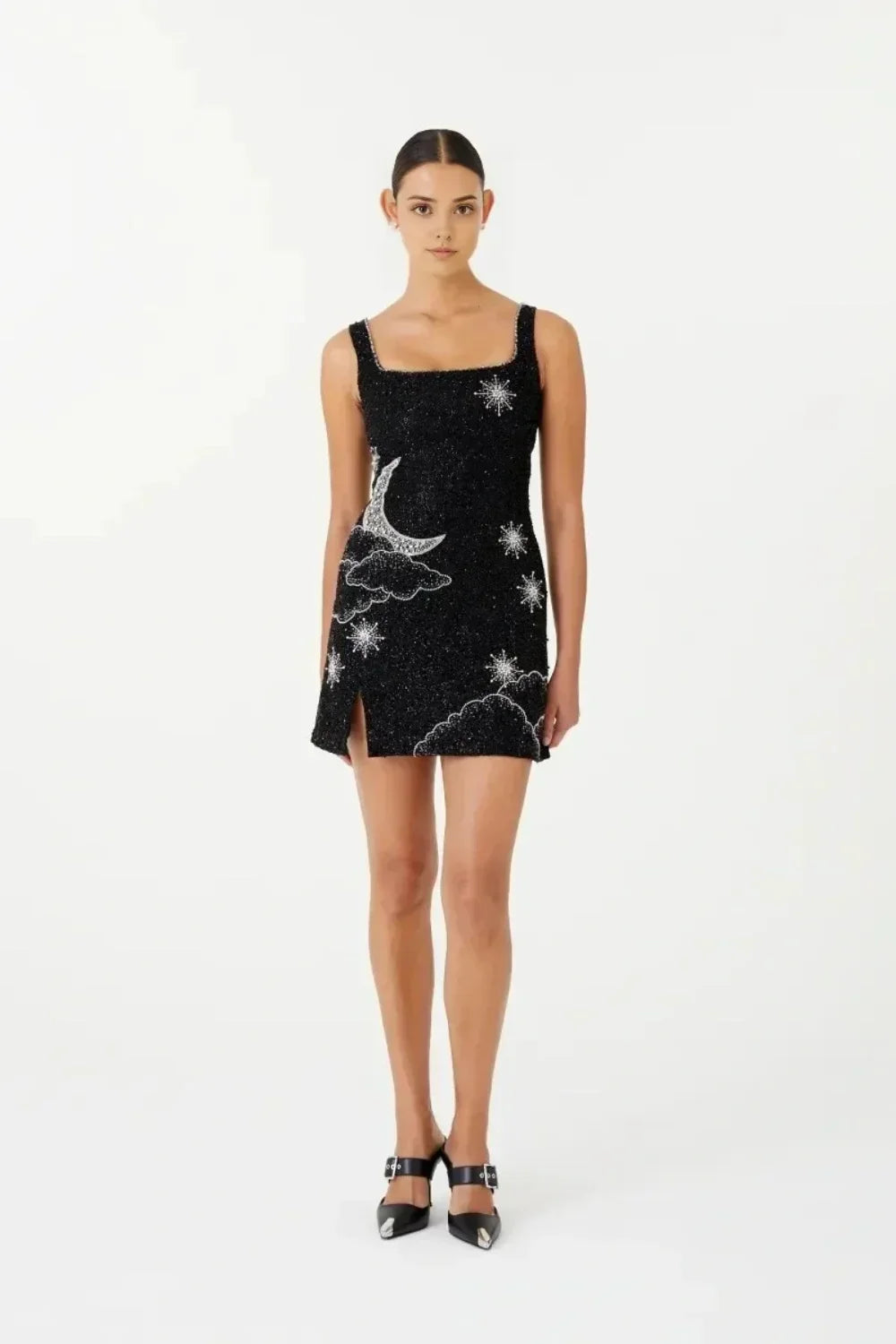 Naomi | Damen Ärmelloses Minikleid Mit Mond- Und Sternmuster