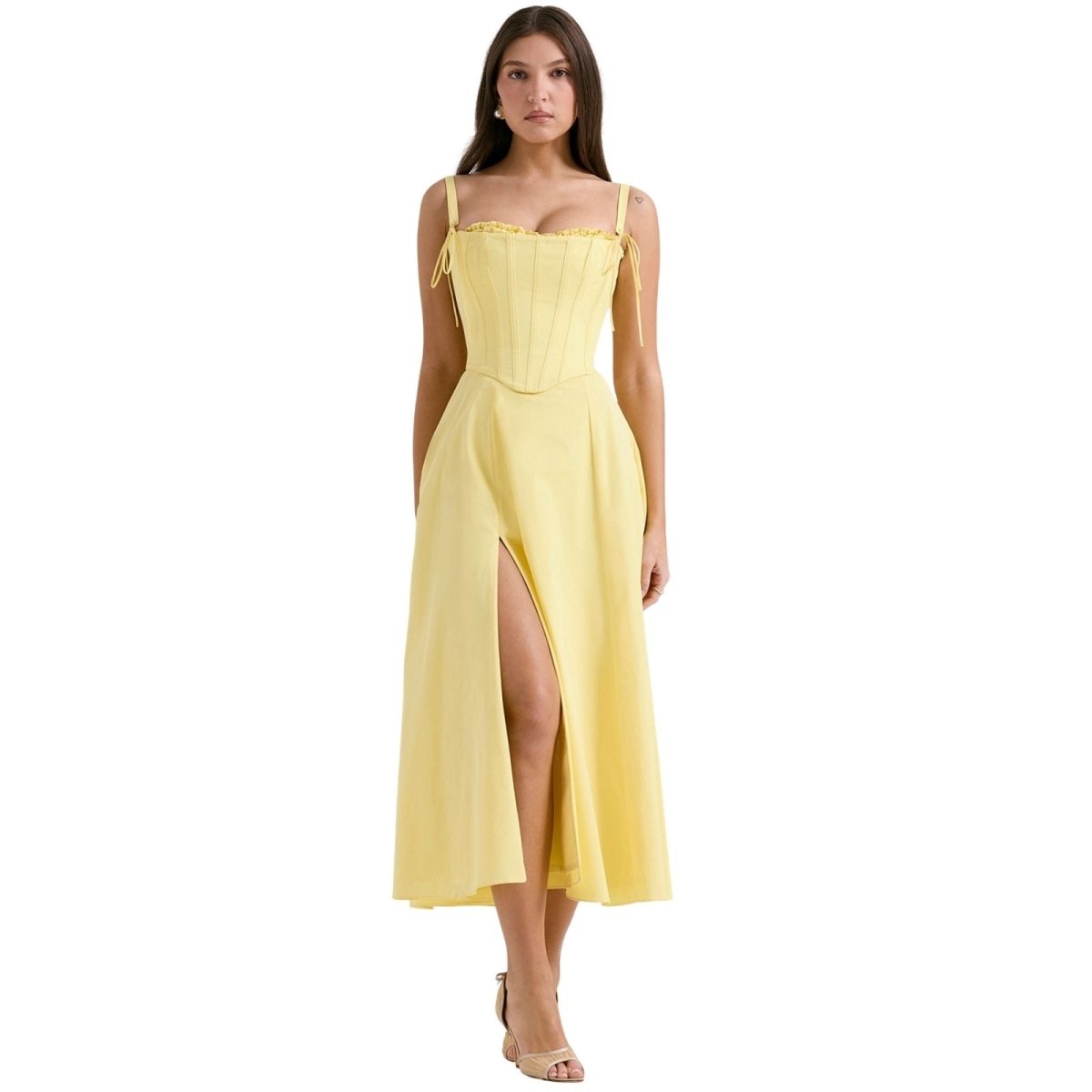 Gabriella | Damen Trägerloses Midikleid Mit Herzförmigem Ausschnitt
