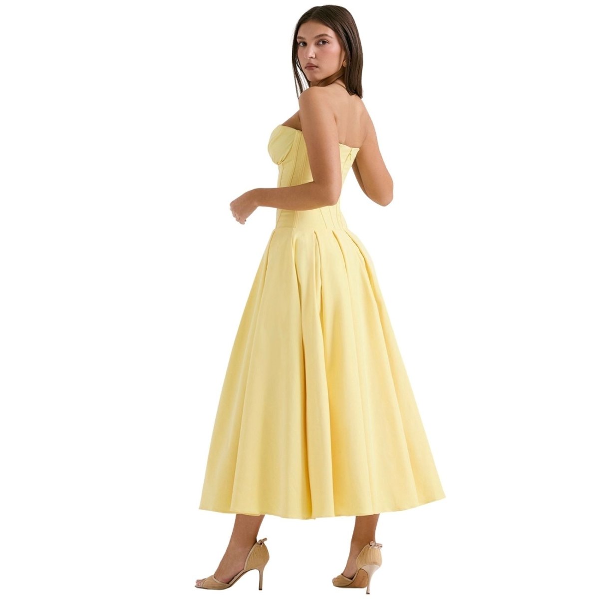 Gabriella | Damen Trägerloses Midikleid Mit Herzförmigem Ausschnitt