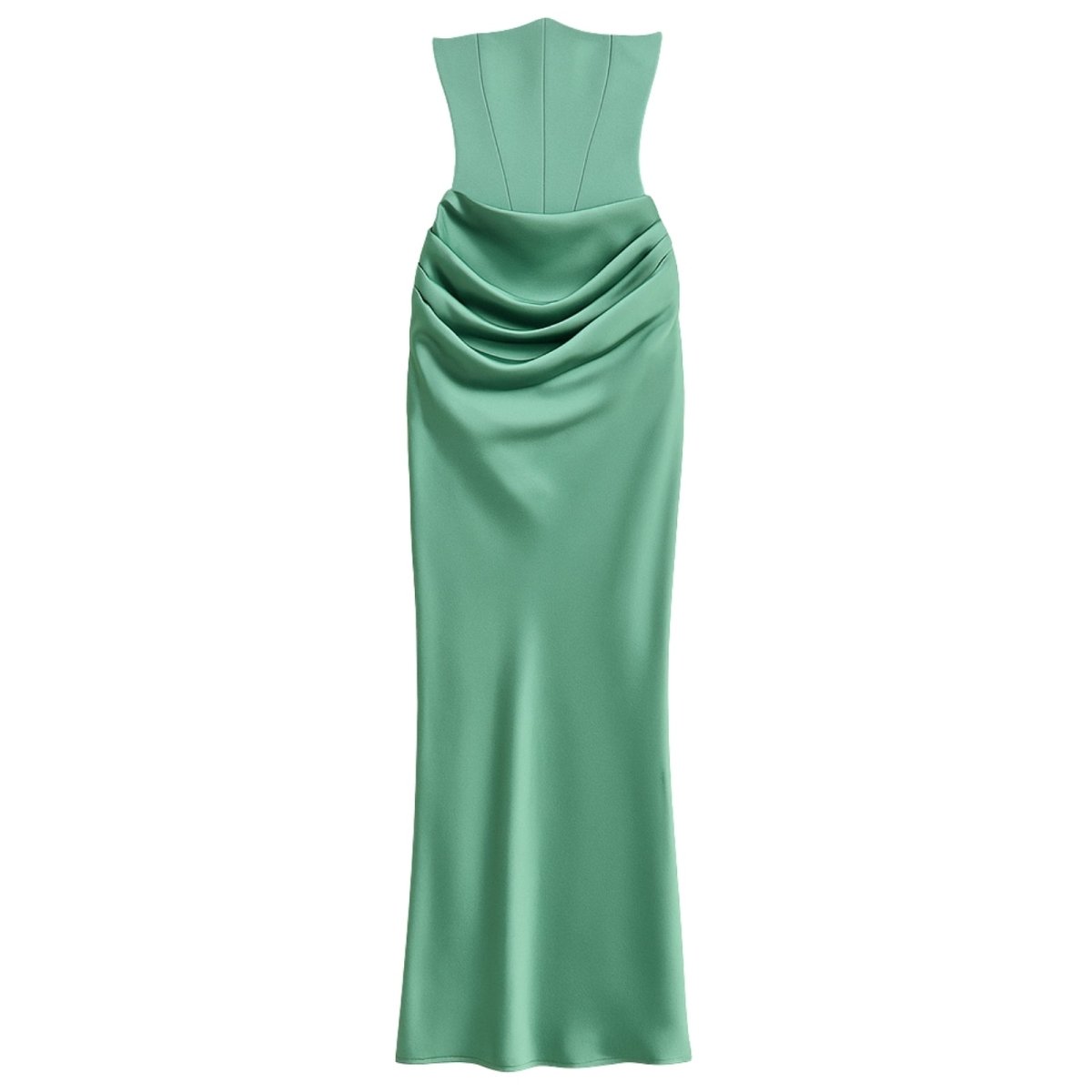 Valentina | Damen Trägerloses Korsett Maxikleid Mit Drapiertem Rock