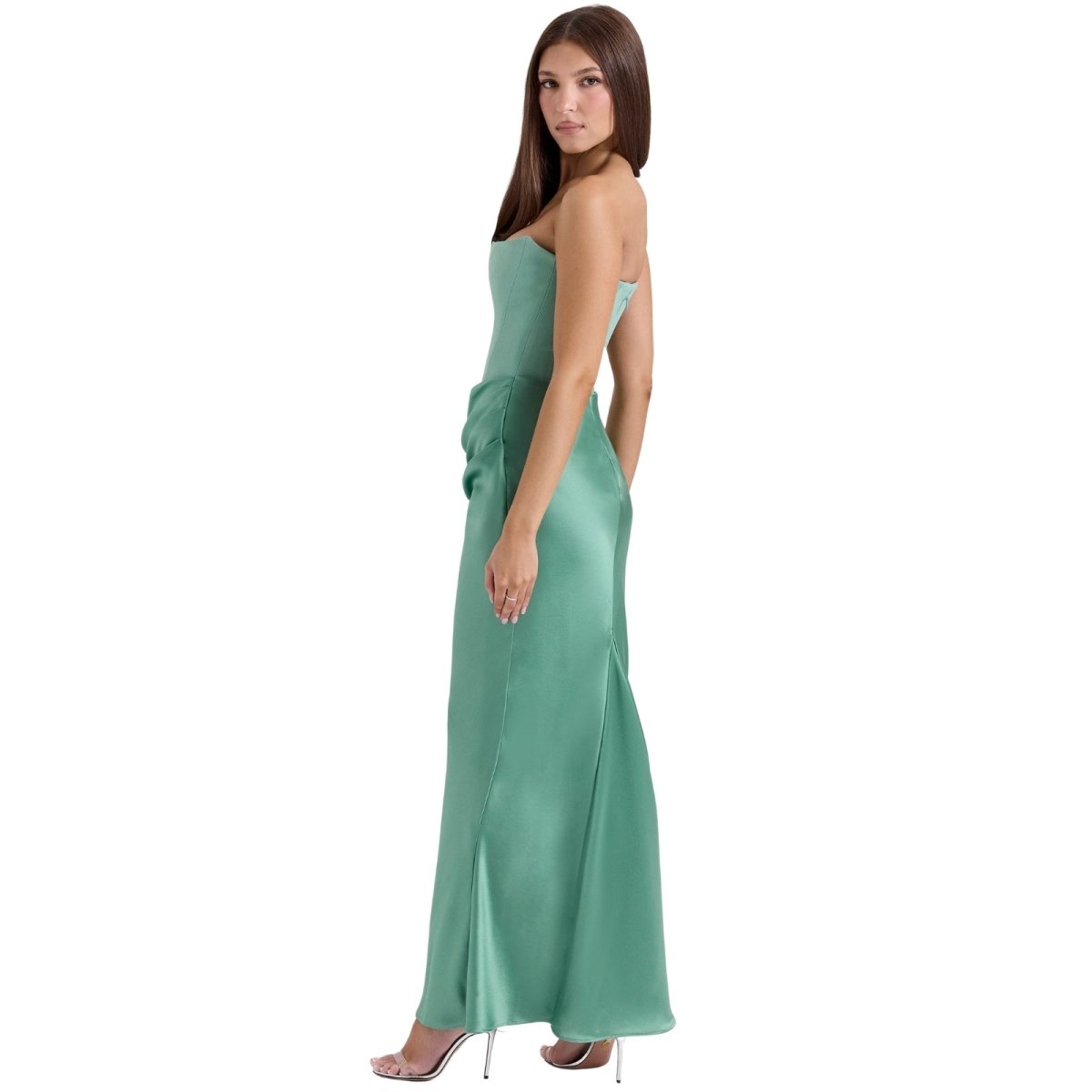 Valentina | Damen Trägerloses Korsett Maxikleid Mit Drapiertem Rock