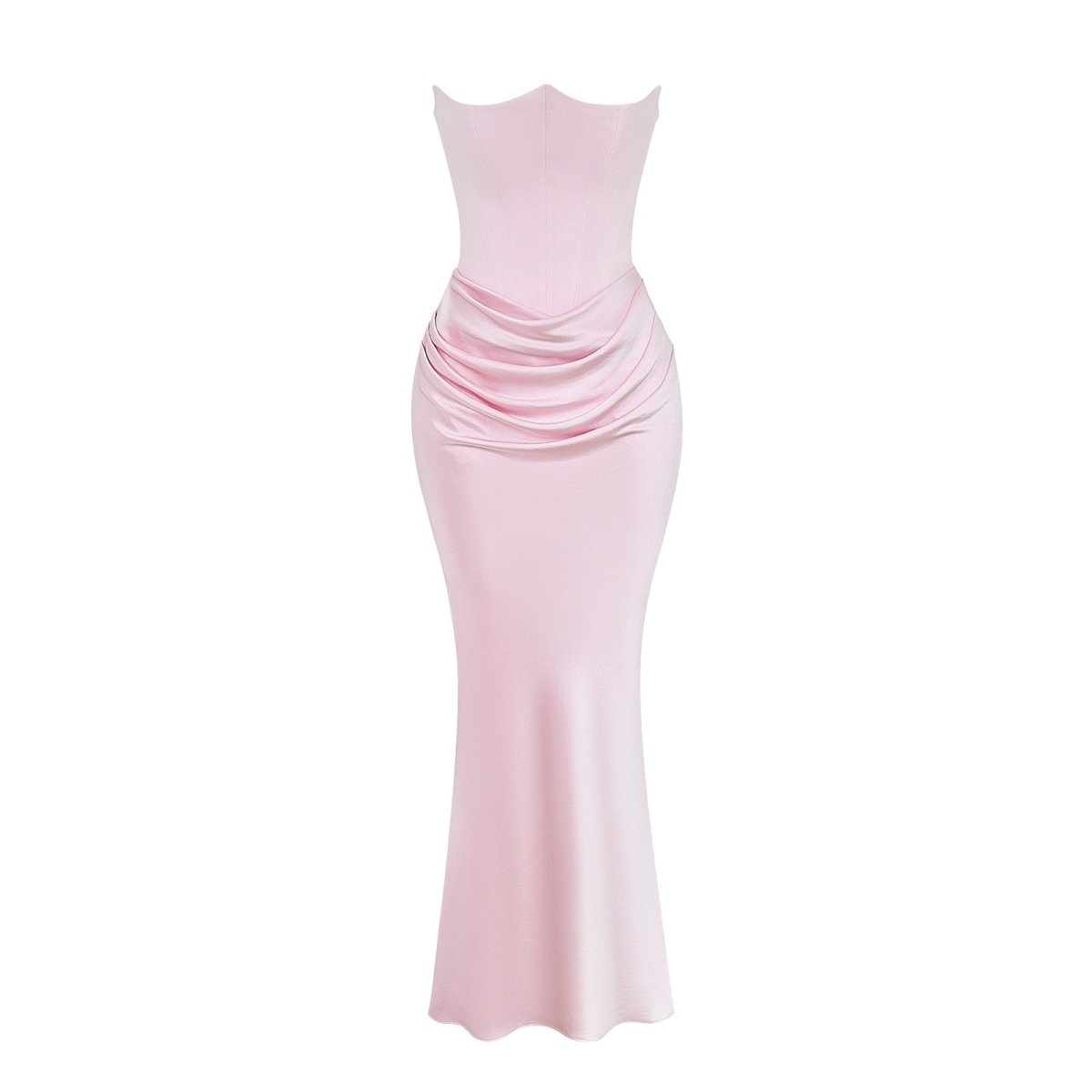 Valentina | Damen Trägerloses Korsett Maxikleid Mit Drapiertem Rock