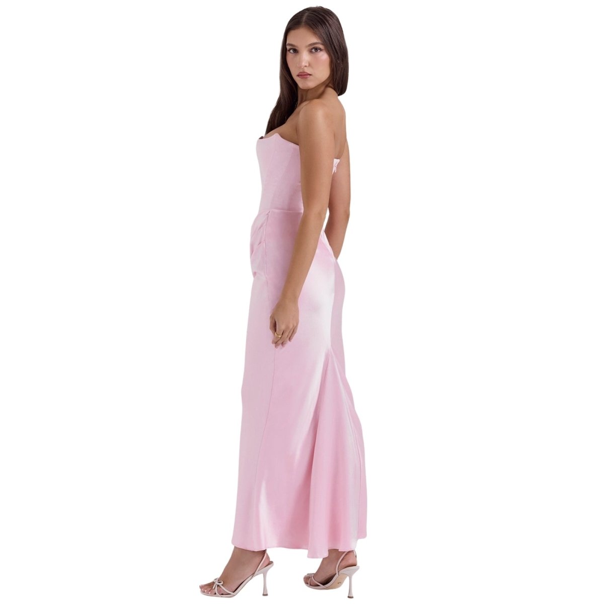 Valentina | Damen Trägerloses Korsett Maxikleid Mit Drapiertem Rock