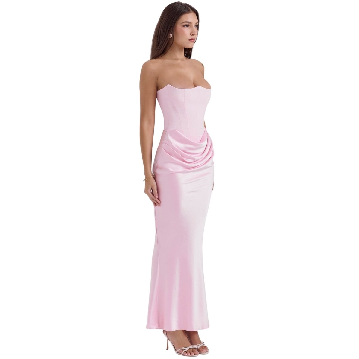 Valentina | Damen Trägerloses Korsett Maxikleid Mit Drapiertem Rock