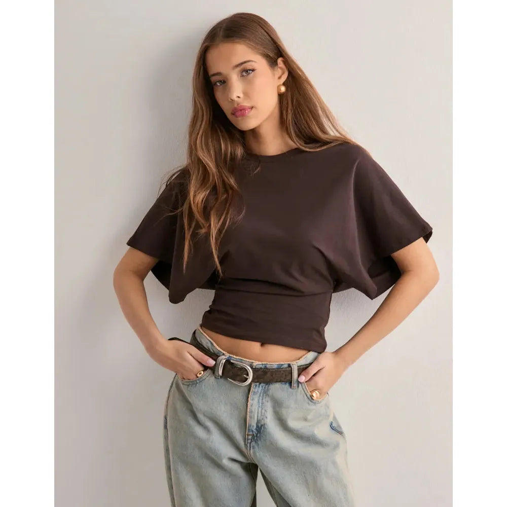 Callie | Damen Kurzarm T-Shirt Mit Ausgestellten Ärmeln
