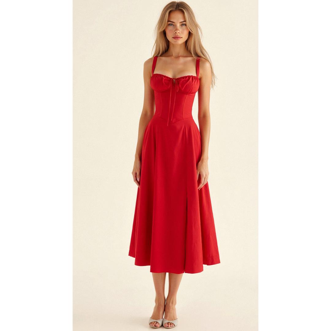 Anastasia | Blumen Corsagen Midi Kleid Mit Strukturierter Passform