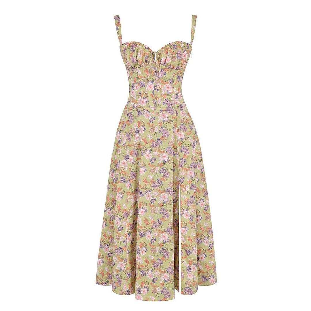 Anastasia | Blumen Corsagen Midi Kleid Mit Strukturierter Passform