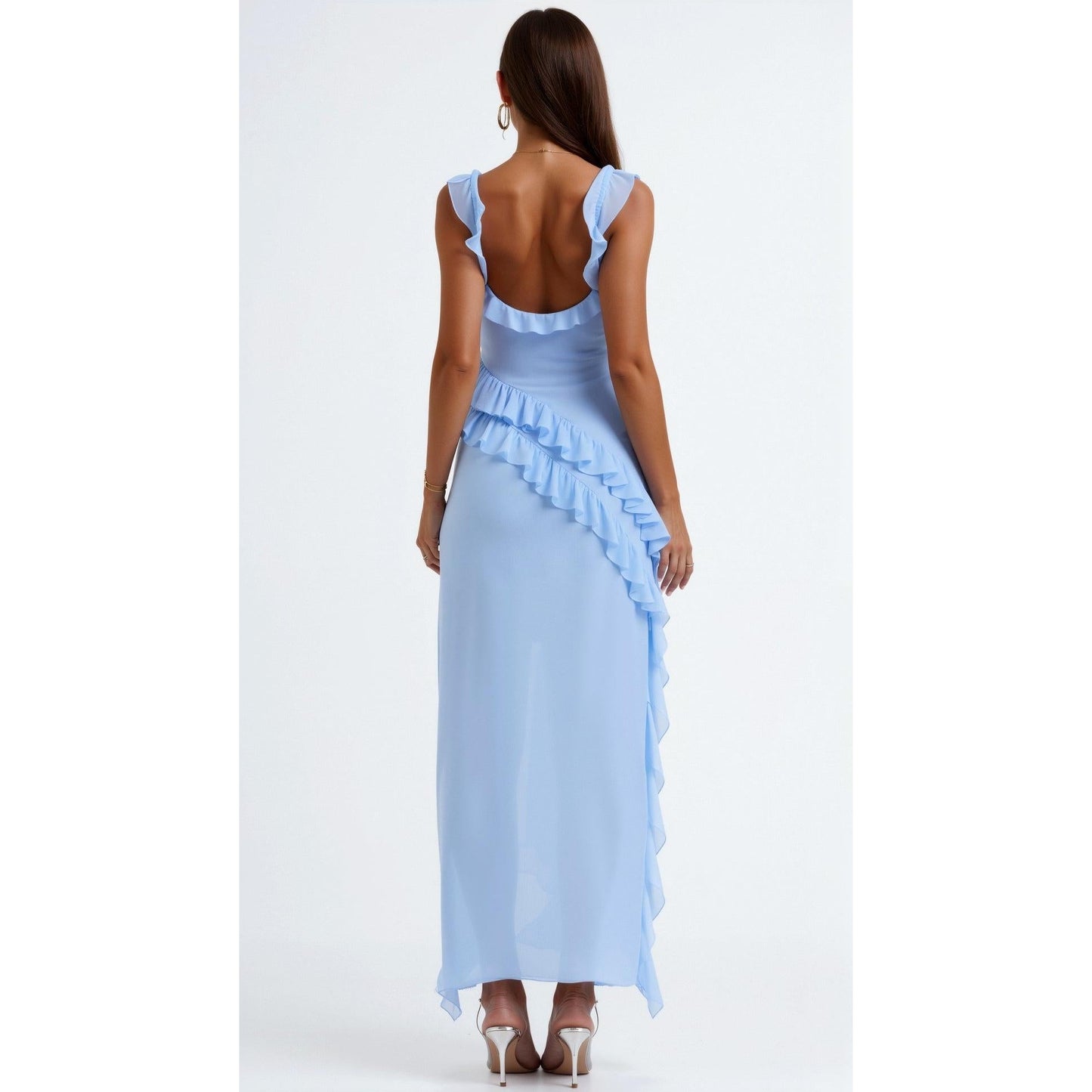 Annalisa | Damen Maxi Ballkleid Mit Rüschen Und Schlitz
