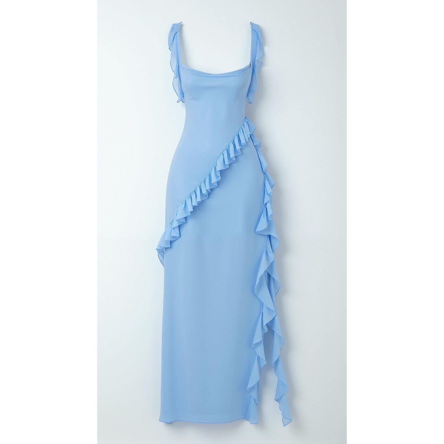 Annalisa | Damen Maxi Ballkleid Mit Rüschen Und Schlitz