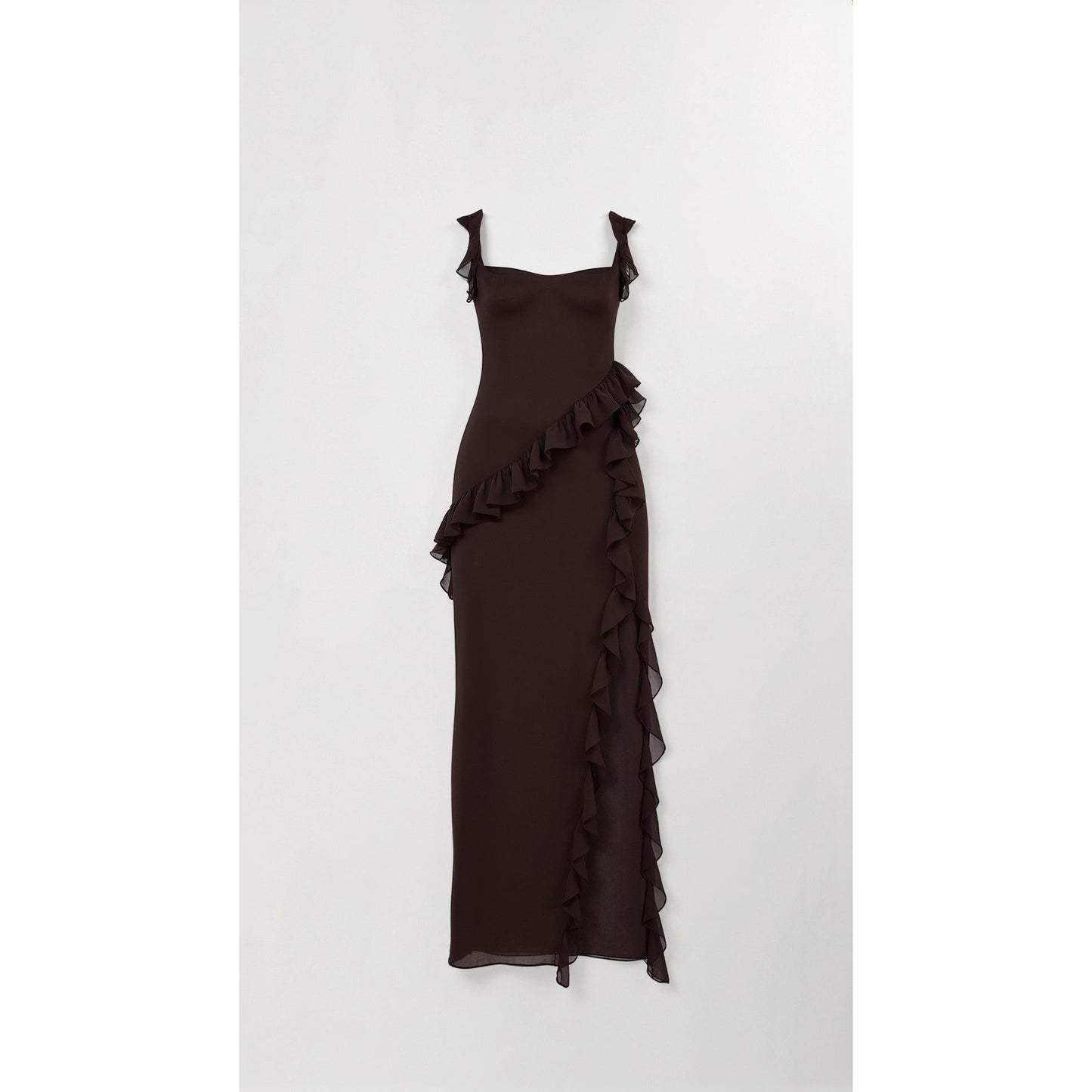 Annalisa | Damen Maxi Ballkleid Mit Rüschen Und Schlitz