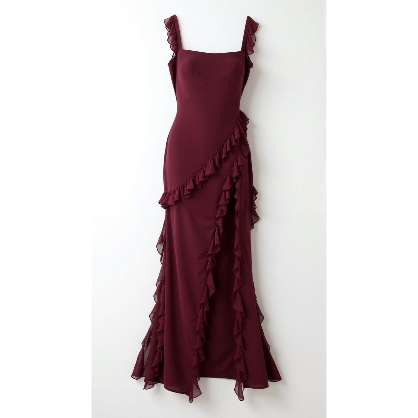 Annalisa | Damen Maxi Ballkleid Mit Rüschen Und Schlitz