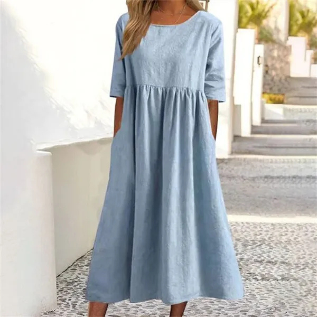 Theresa | Damen Midikleid Mit Halbärmeln