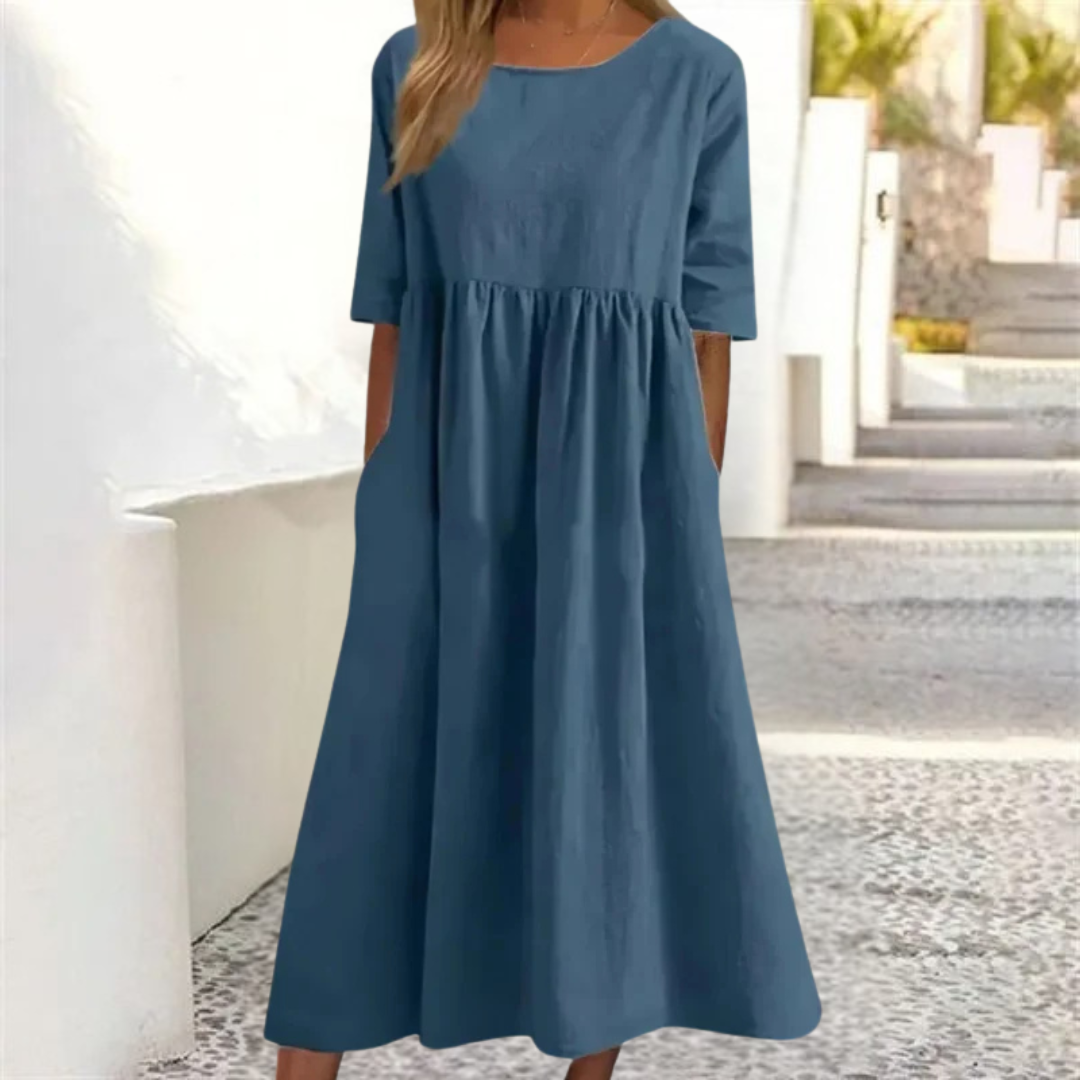 Theresa | Damen Midikleid Mit Halbärmeln