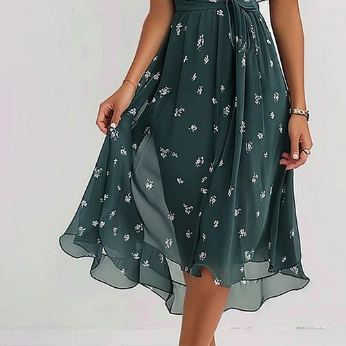 Retrogrünes Midi Kleid